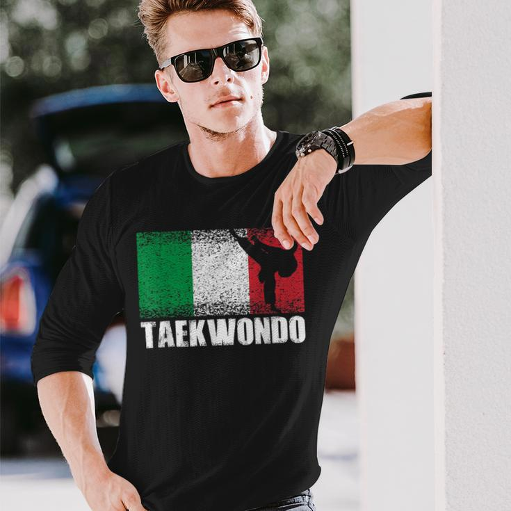 Taekwondo Sport Italy Flag Italian Martial Artist Long Sleeve T-Shirt Gifts for Him