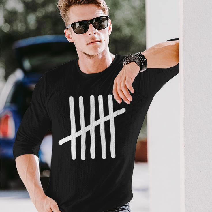 Tally Marks Hash Marks Lines Characters Five Six Math Long Sleeve T-Shirt Gifts for Him