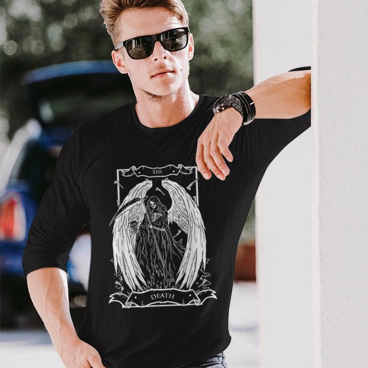 Tarot Card The Death Xiii Angel Skull Style Long Sleeve T-Shirt Gifts for Him