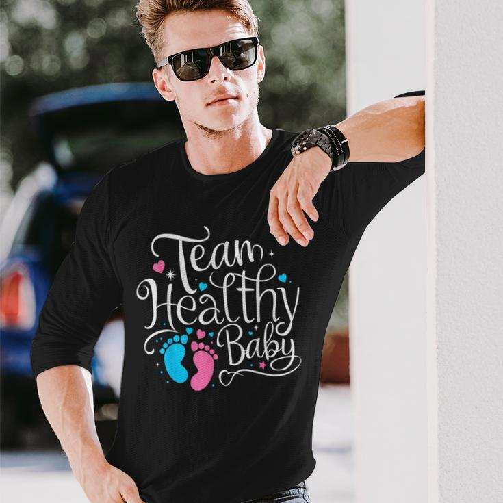 Team Healthy Baby Shower Gender Reveal Party Long Sleeve T-Shirt Gifts for Him