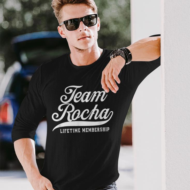 Team Rocha Lifetime Membership Family Surname Last Name Long Sleeve T-Shirt Gifts for Him