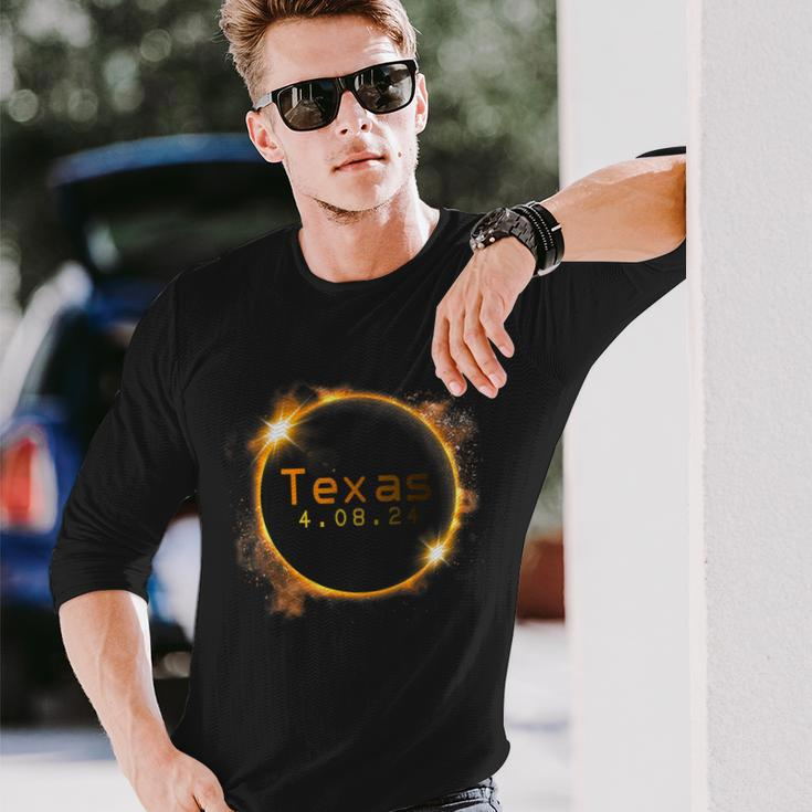 Texas Total Solar Eclipse 2024 Solar Eclipse Long Sleeve T-Shirt Gifts for Him