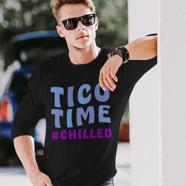 Tico Time Chilled Surf Culture Costa Rican Surfers Long Sleeve T-Shirt Gifts for Him