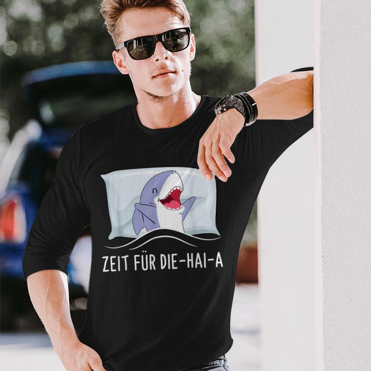 Time Für Die Haia Shark Sleep Tired Sleep Pyjamas Black Langarmshirts Geschenke für Ihn