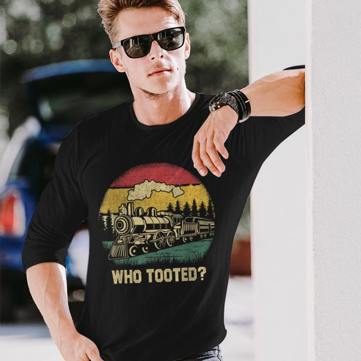 Who Tooted Train Lover Boys Collector Railroad Long Sleeve T-Shirt Gifts for Him