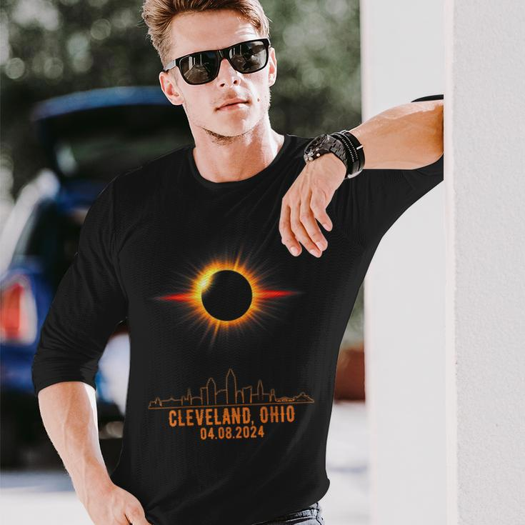 Total Solar Eclipse 04082024 Cleveland Ohio Long Sleeve T-Shirt Gifts for Him