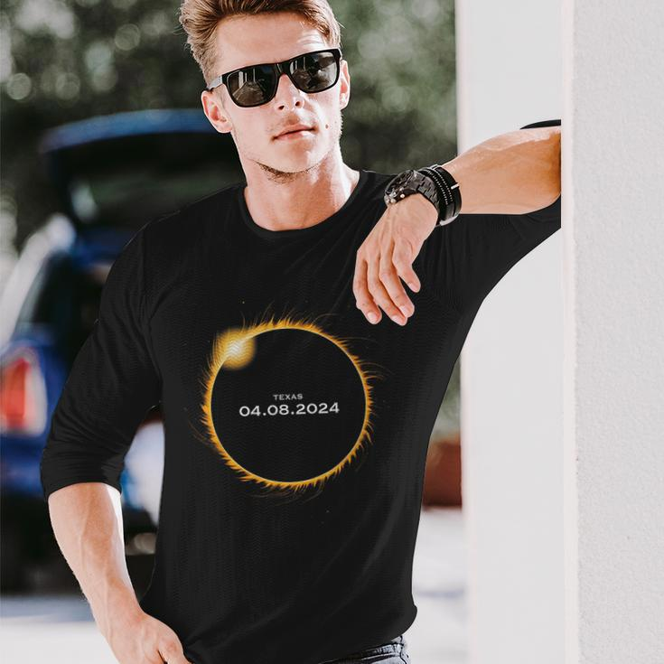 Total Solar Eclipse 2024 8Th April Totality 04082024 Texas Long Sleeve T-Shirt Gifts for Him