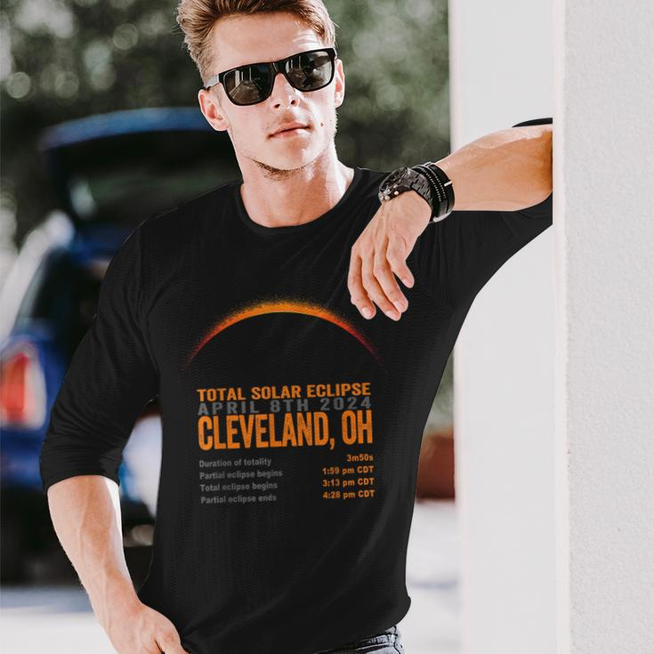 Total Solar Eclipse 2024 Cleveland Ohio Path Of Totality Long Sleeve T-Shirt Gifts for Him