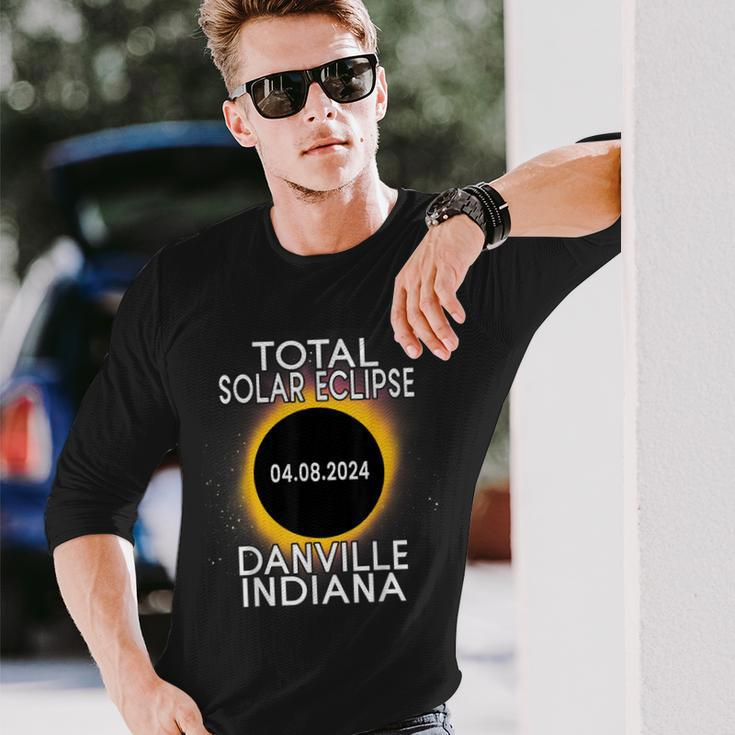 Total Solar Eclipse 2024 Danville Indiana Path Of Totality Long Sleeve T-Shirt Gifts for Him