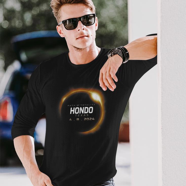 Total Solar Eclipse 2024 Hondo Texas April 8 2024 Long Sleeve T-Shirt Gifts for Him