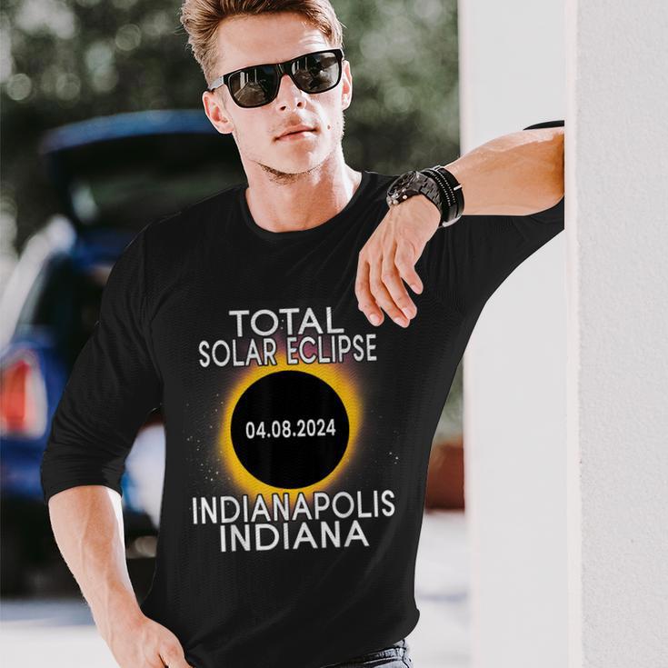 Total Solar Eclipse 2024 Indianapolis Indiana Totality Long Sleeve T-Shirt Gifts for Him