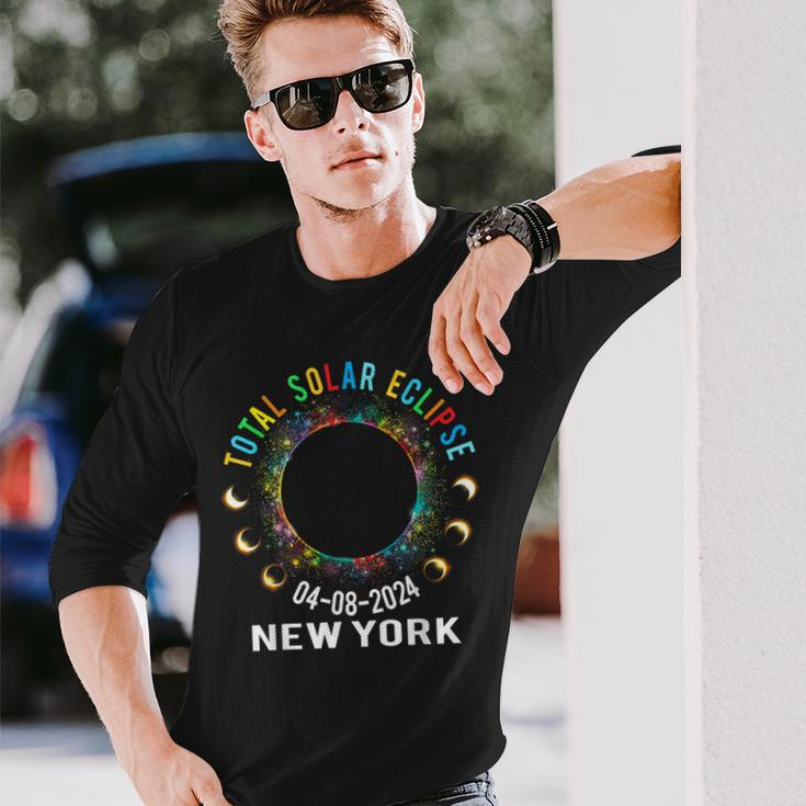 Total Solar Eclipse 2024 Totality April 8 2024 New York Usa Long Sleeve T-Shirt Gifts for Him