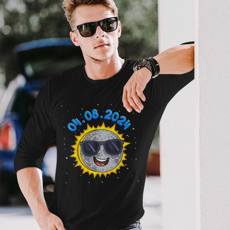 Total Solar Eclipse 2024 Usa Astronomy Totality Sun Moon Long Sleeve T-Shirt Gifts for Him