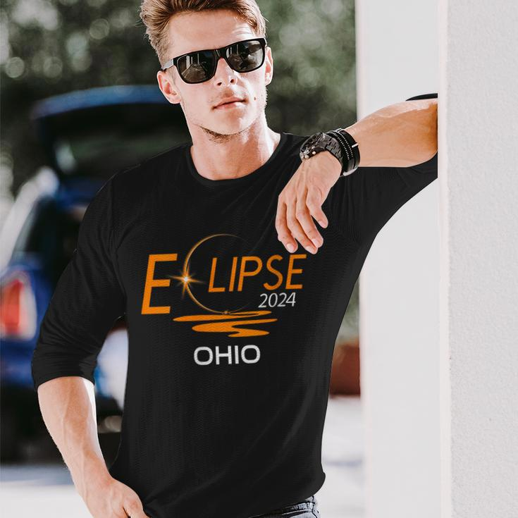 Total Solar Eclipse 2024 Usa Ohio Path Of Totality Long Sleeve T-Shirt Gifts for Him