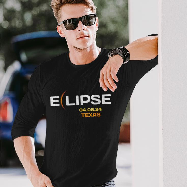 Total Solar Eclipse In Texas April 8 2024 Totality Long Sleeve T-Shirt Gifts for Him