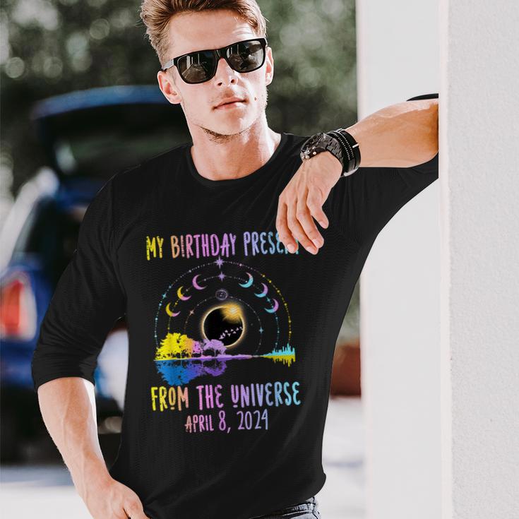 Total Solar Eclipse And Yes It's My Birthday April 8 2024 Long Sleeve T-Shirt Gifts for Him