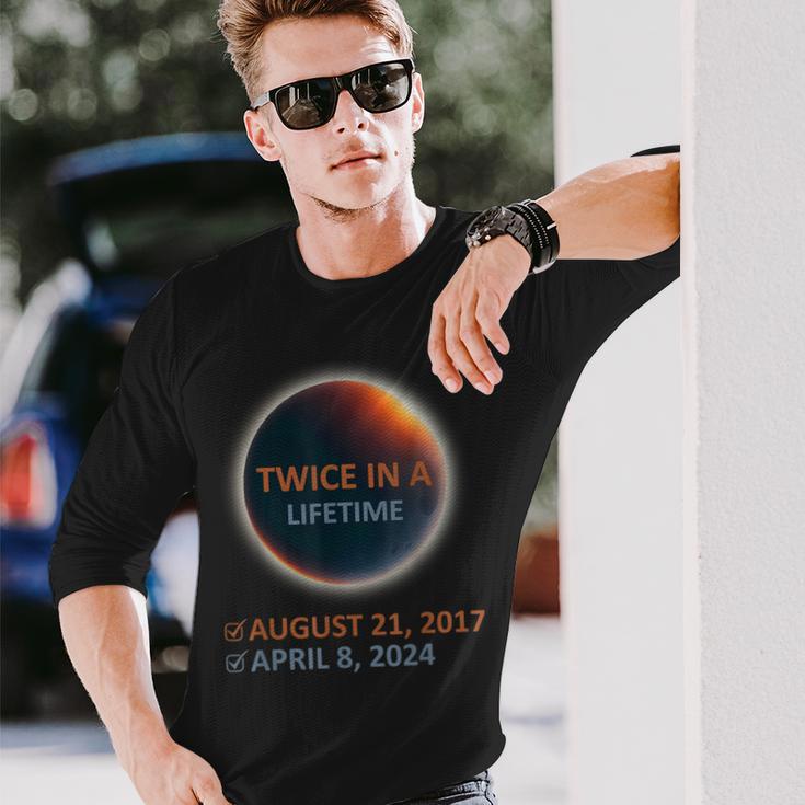 Totality 24 Twice In A Lifetime Total Solar Eclipse 2024 Long Sleeve T-Shirt Gifts for Him