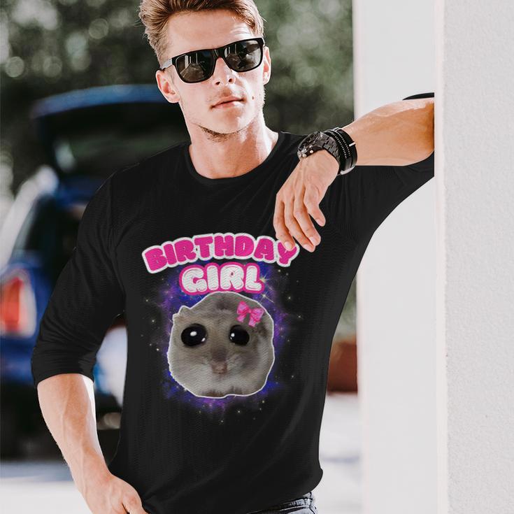 Trauriger Sad Hamster Hamstie Hamsty Hamsti Memes Langarmshirts Geschenke für Ihn