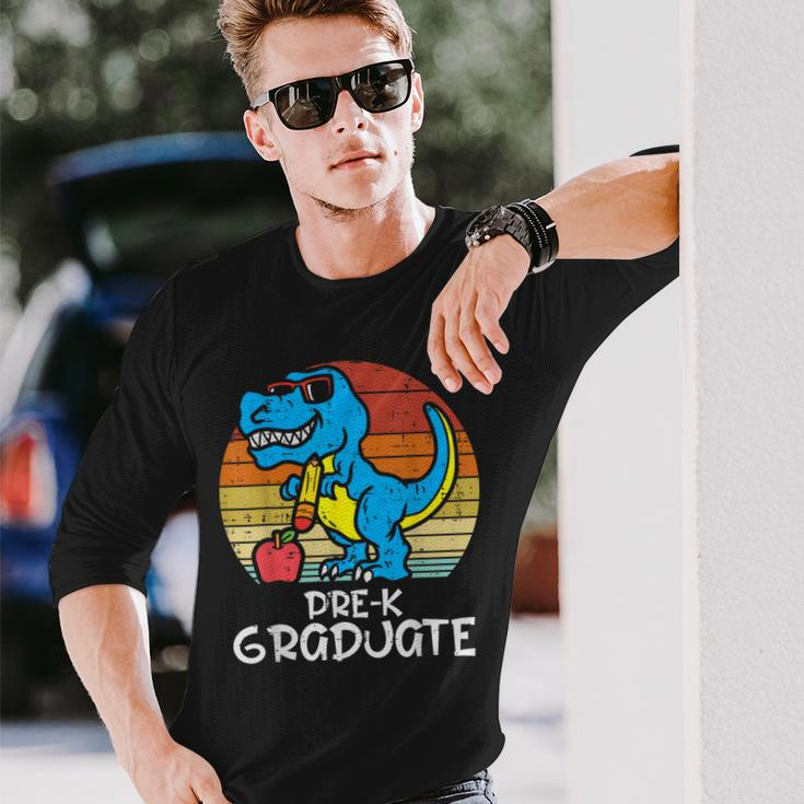 Trex Appple Pre-K Graduate Graduation Last Day Dino Boys Long Sleeve T-Shirt Gifts for Him