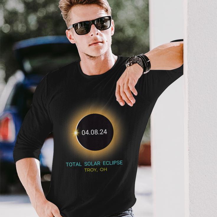 Troy Oh Total Solar Eclipse 040824 Ohio Souvenir Long Sleeve T-Shirt Gifts for Him