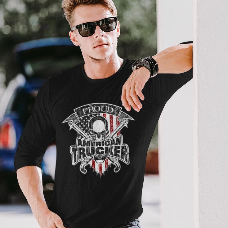 Trucking American Flag Trucker Long Sleeve T-Shirt Gifts for Him