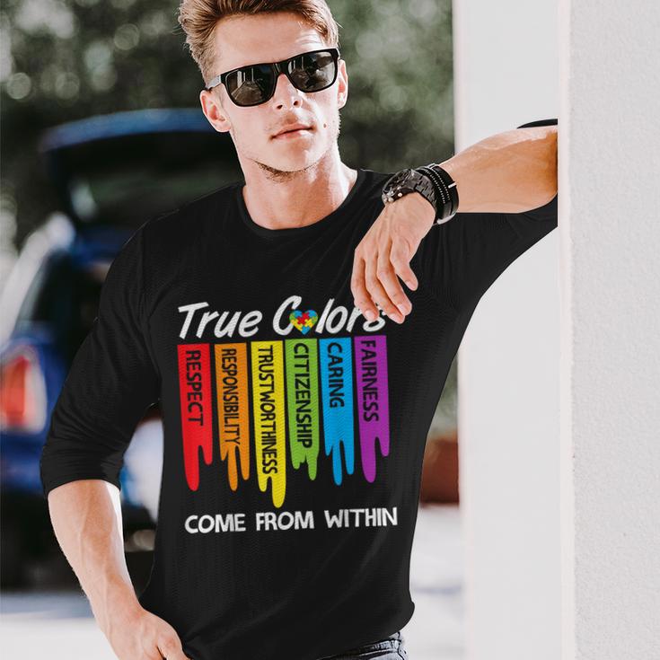 True Colors Heart Puzzle Inspirational Autism Awareness Long Sleeve T-Shirt Gifts for Him