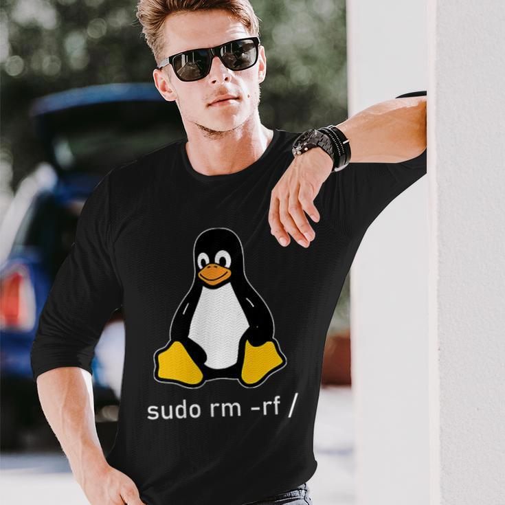 Tux Linux Penguin Sudo Rm -Rf Computer Science Langarmshirts Geschenke für Ihn