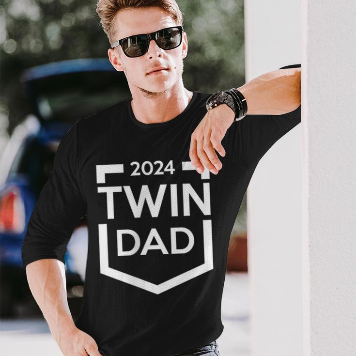 Twin Dad Est 2024 Twin Dad To Be New Daddy Iii Long Sleeve T-Shirt Gifts for Him