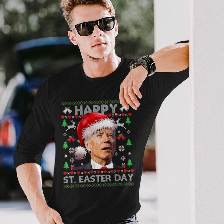 Ugly Christmas Sweater Joe Biden Happy Easter Day Xmas Long Sleeve T-Shirt Gifts for Him