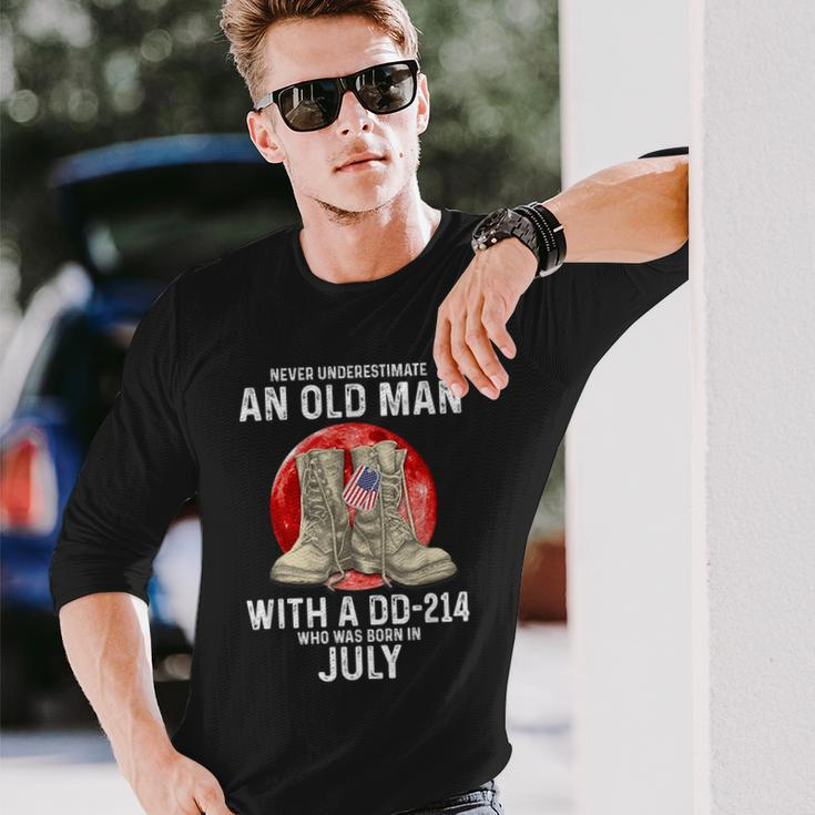 Never Underestimate An Old Man With A Dd-214 July Long Sleeve T-Shirt Gifts for Him