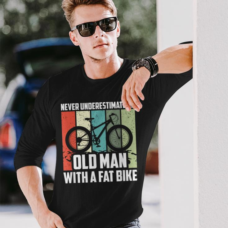 Never Underestimate An Old Man With A Fat Bike Cycling Long Sleeve T-Shirt Gifts for Him