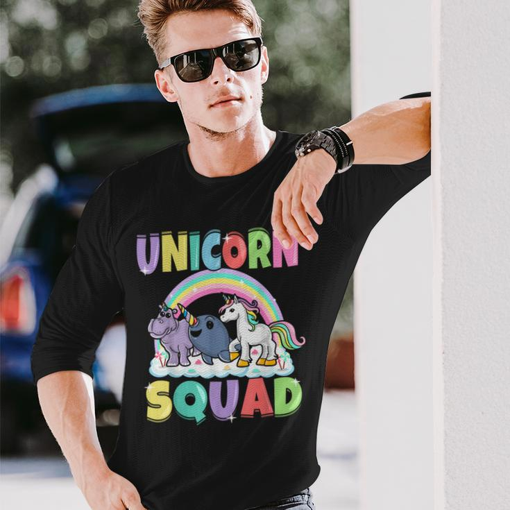 Unicorn Squad Rhino Narwhal Magical Creatures Cute Girly Long Sleeve T-Shirt Gifts for Him