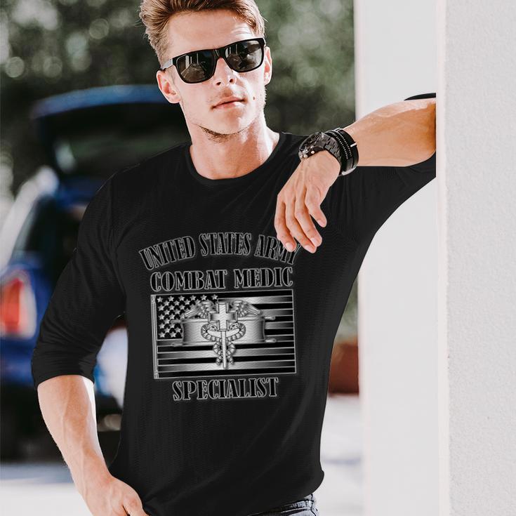 US Army Combat Medic Specialist Back Long Sleeve T-Shirt Gifts for Him