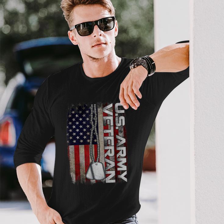 Us Army Veteran America Flag Vintage Army Veteran Long Sleeve T-Shirt Gifts for Him