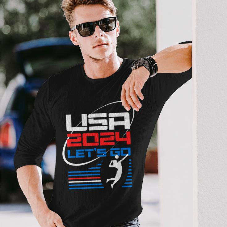 Usa 2024 United States American Sport 2024 Volleyball Long Sleeve T-Shirt Gifts for Him