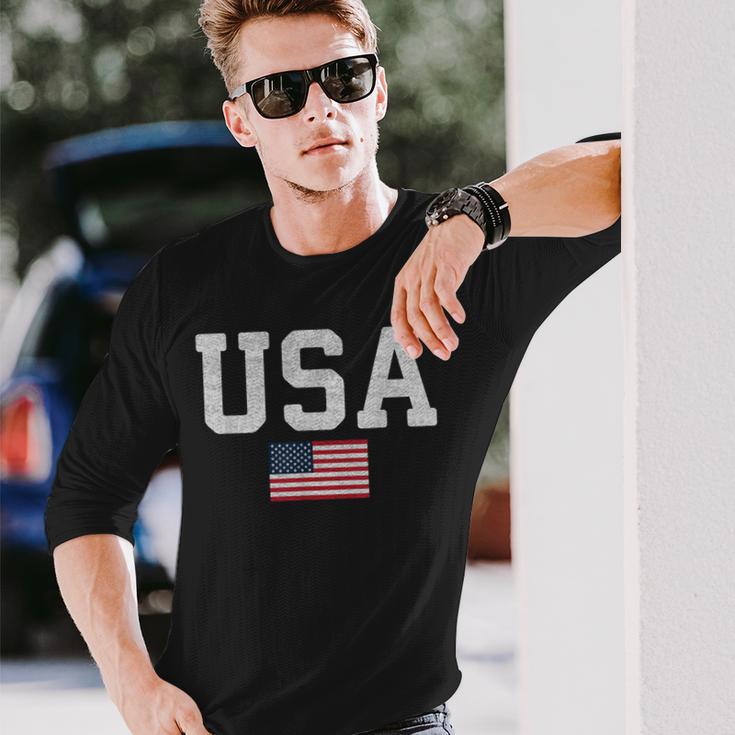 Usa Patriotic American Flag 4Th Of July Independence Day Long Sleeve T-Shirt Gifts for Him