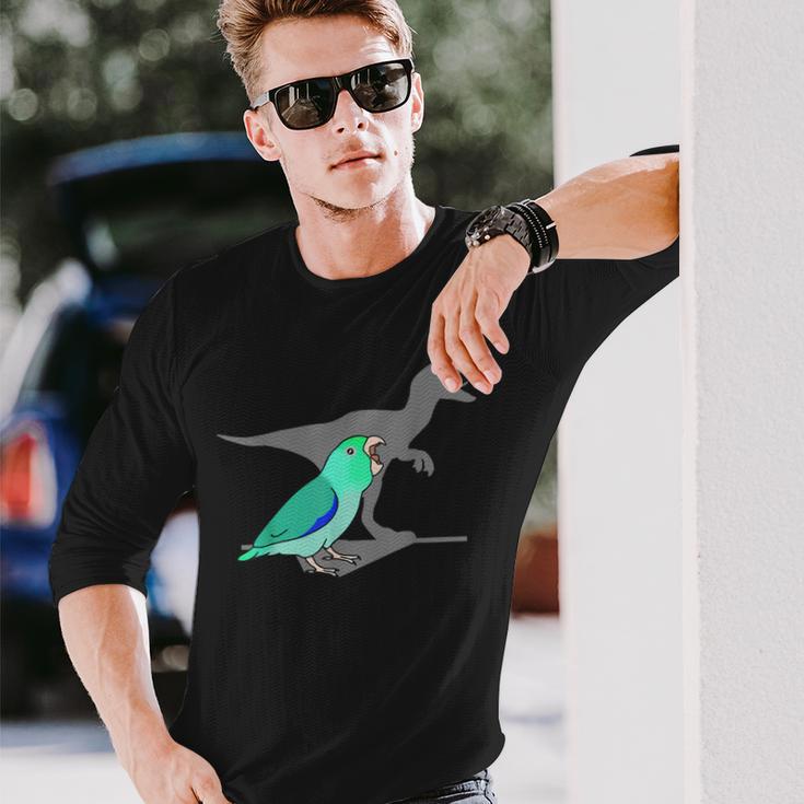 Velociraptor Turquoise Parrotlet Dinosaur Parrot Birb Memes Long Sleeve T-Shirt Gifts for Him