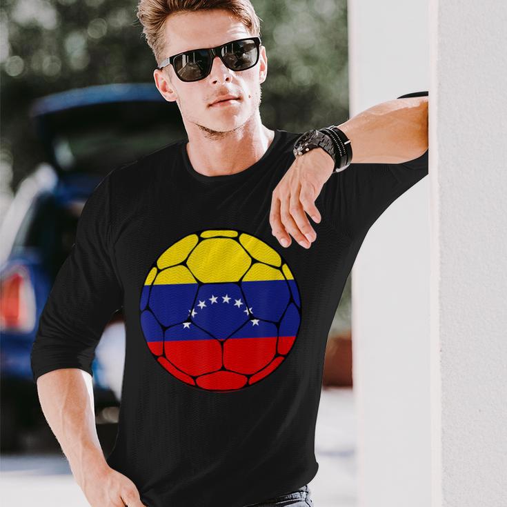 Venezuela Soccer Ball Flag Jersey Futbol Venezuela Football Long Sleeve T-Shirt Gifts for Him