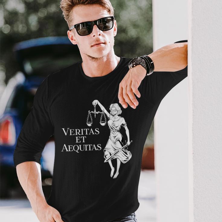 Veritas Et Aequitas Goddess Lady Justice Long Sleeve T-Shirt Gifts for Him