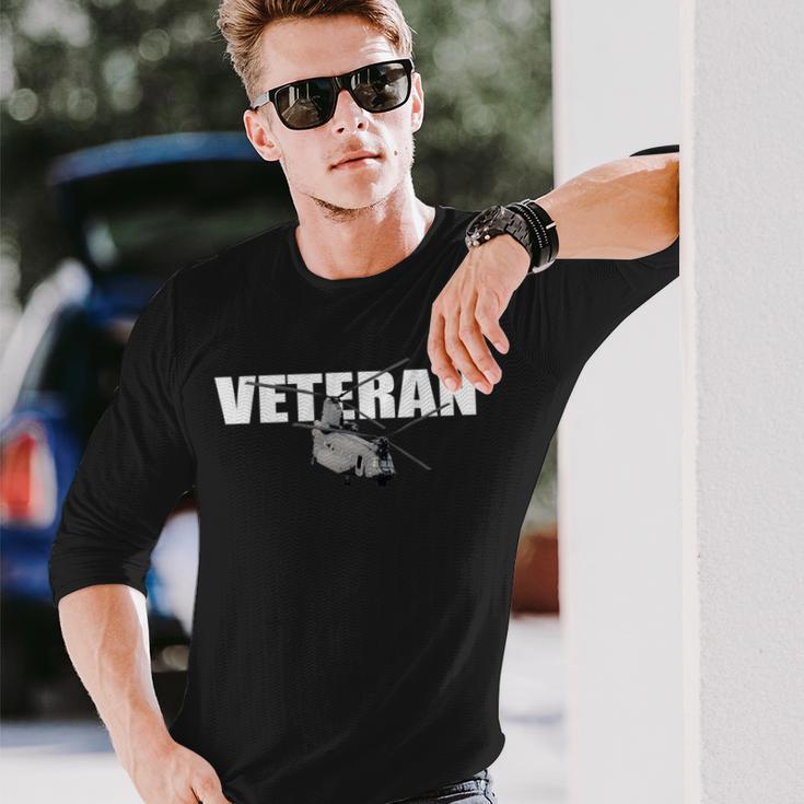 Veteran Ch47 Chinook Helicopter Long Sleeve T-Shirt Gifts for Him