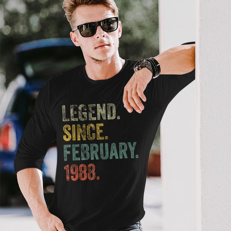 Vintage 1988 34Th Birthday Legend Since February 1988 Long Sleeve T-Shirt Gifts for Him