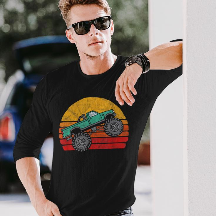 Vintage 80S Monster Truck Cool Retro Sun Long Sleeve T-Shirt Gifts for Him