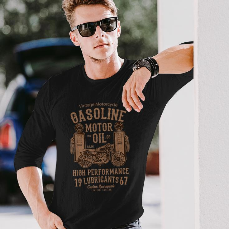 Vintage Antique Gas Pump Gasoline Oil Sign Advertising Long Sleeve T-Shirt Gifts for Him