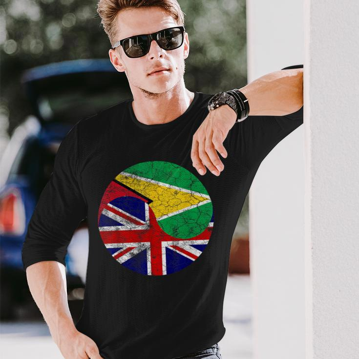 Vintage British & Guyanese Flags Uk And Guyana Long Sleeve T-Shirt Gifts for Him
