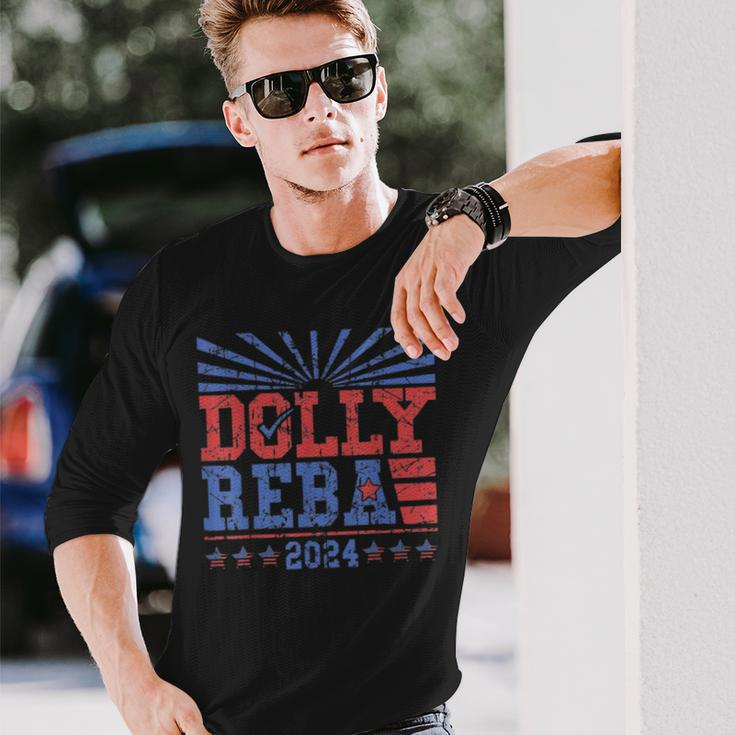 Vintage Dolly And Reba 2024 Make America Fancy Again Long Sleeve T-Shirt Gifts for Him