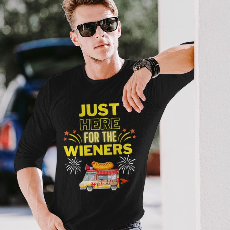 Vintage Hot Dog 4Th Of July I'm Just Here For The Wieners Long Sleeve T-Shirt Gifts for Him