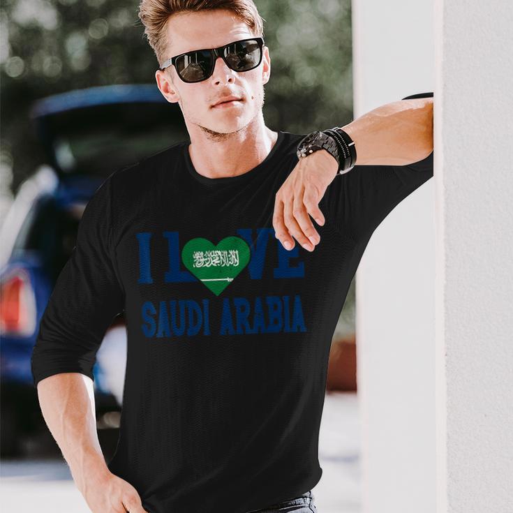 Vintage I Love Saudi Arabia Proud Flag Sport Long Sleeve T-Shirt Gifts for Him