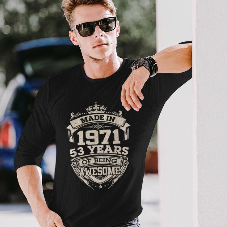 Vintage Made In 1971 53 Years Of Being Awesome Birthday Men Long Sleeve T-Shirt Gifts for Him