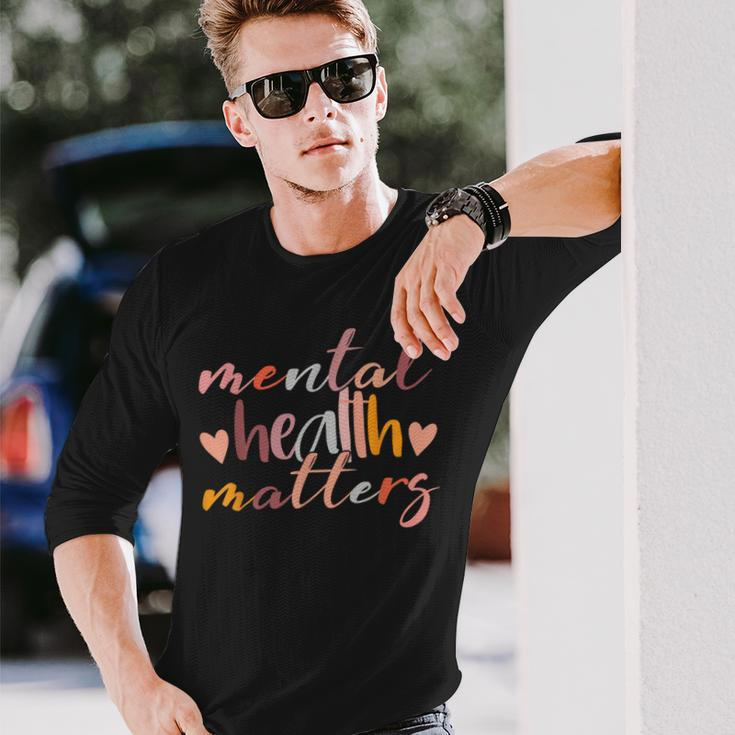 Vintage Mental Health Matter Christmas Birthday Father's Day Long Sleeve T-Shirt Gifts for Him