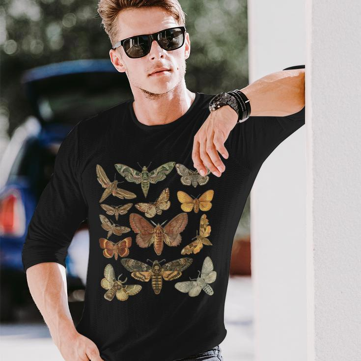 Vintage Moth Cottagecore Aesthetic Goblincore Dark Academia Long Sleeve T-Shirt Gifts for Him